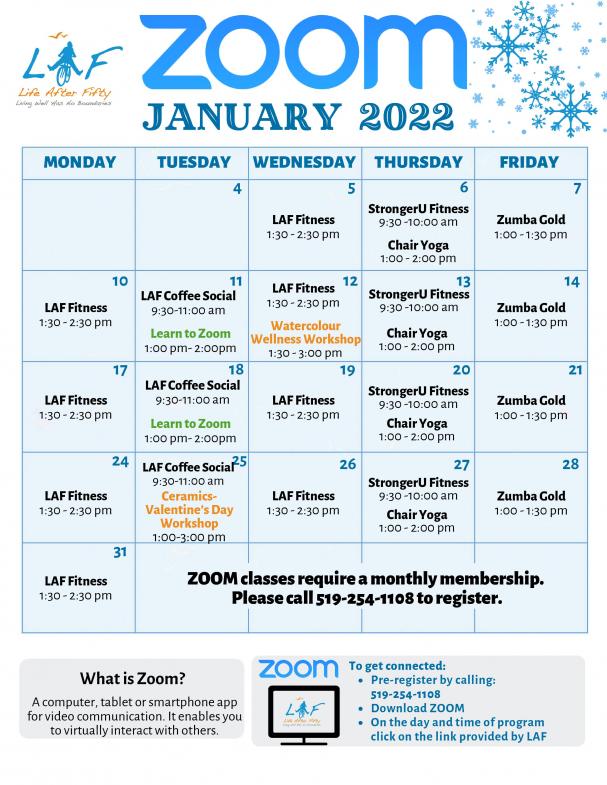 January Zoom Schedule 2022